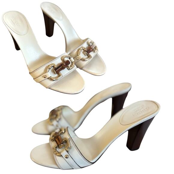 Y2K 2000'S AUTHENTIC VTG. GUCCI‎ HORSEBIT BAMBOO SLIDES HEELS SZ. 6-6.5 - Picture 3 of 6